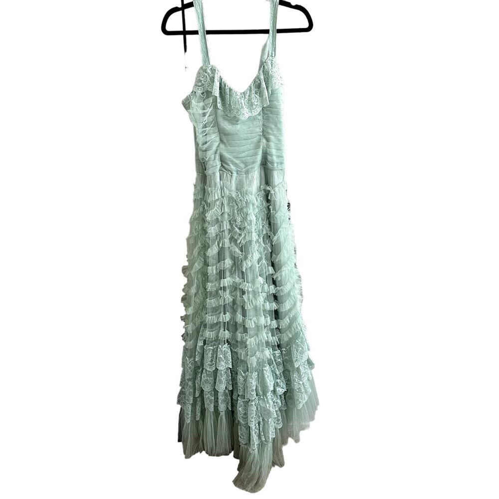 LoveShackFancy Sharelle Tulle Maxi Dress Gown Mint Green - Picture 3 of 9